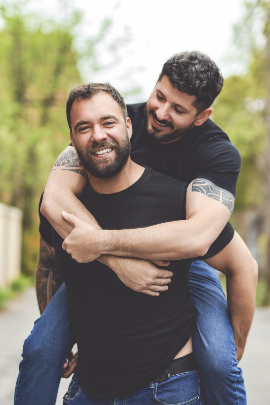 A happy couple outdoors