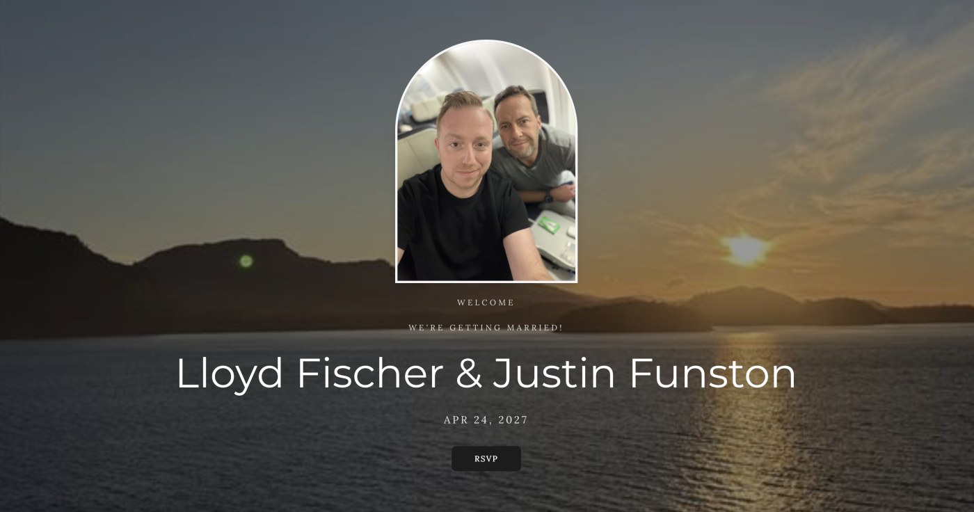 An example wedding website built with Shared Beginning